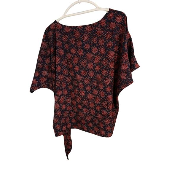 Women's Michael Kors navy and rust blouse with cute knotted side M - Picture 5 of 8